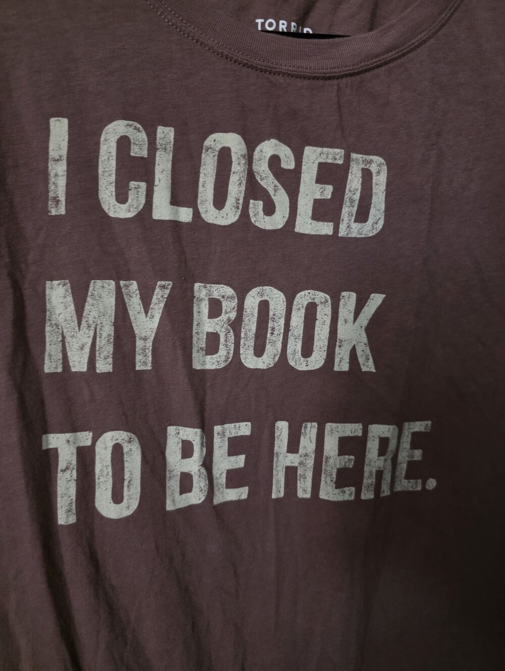 EUC torrid Mauve Graphic Tee "I CLOSED MY BOOK TO BE HERE." - Picture 2 of 6